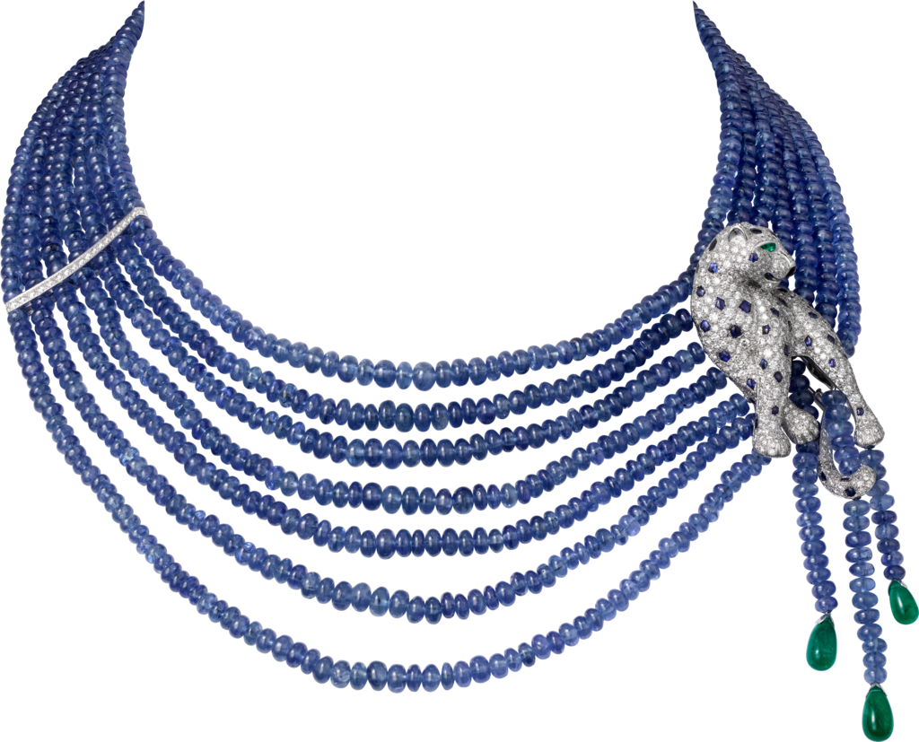 Panthère de Cartier High Jewellery necklacePlatinum, onyx, sapphires, emeralds, diamonds