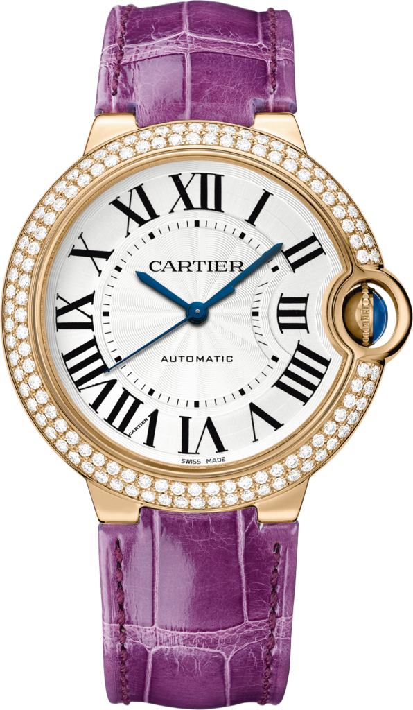 Ballon Bleu de Cartier watch36mm, automatic movement, rose gold, diamonds, leather