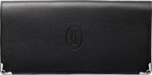 International Wallet with Gussets, Must de Cartier Black calfskin, stainless steel finish