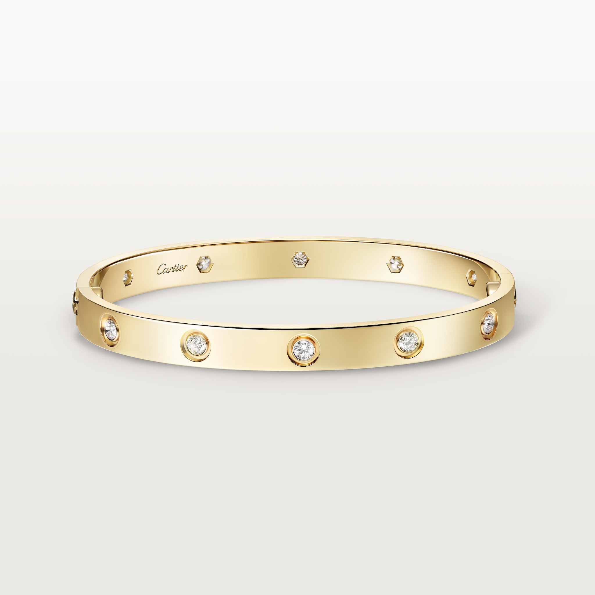 Love bracelet, classic model, 10 diamondsYellow gold, diamonds