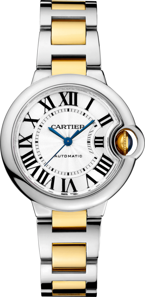 Ballon Bleu de Cartier watch33 mm, mechanical movement with automatic winding, yellow gold, steel