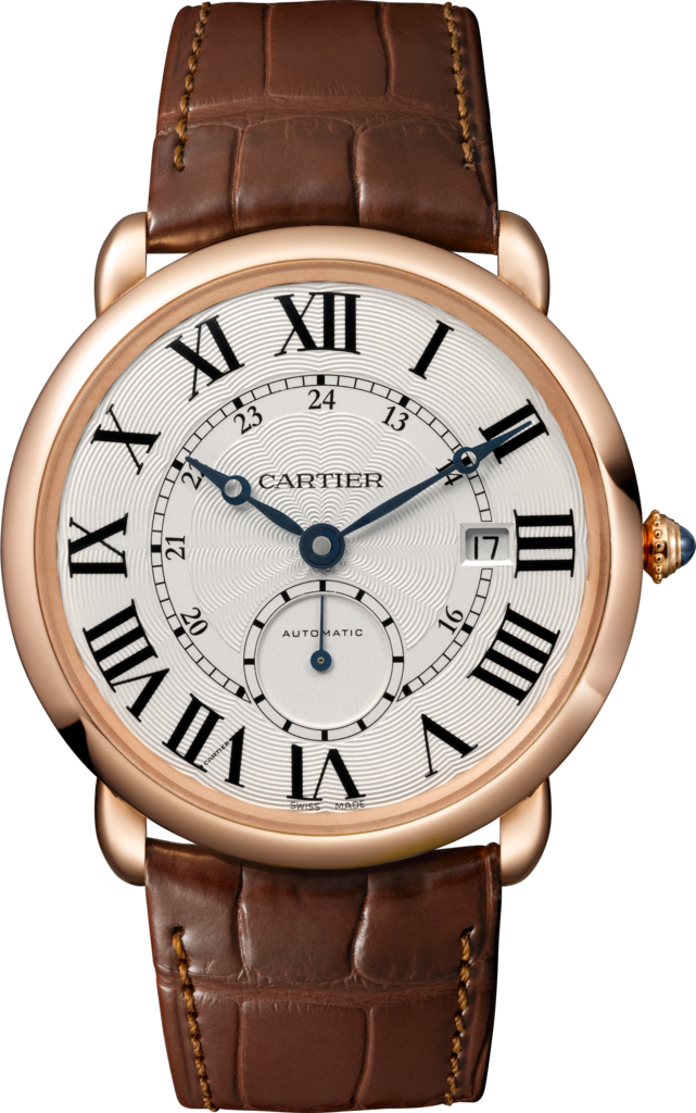 Ronde Louis Cartier watch40mm, automatic movement, rose gold, leather