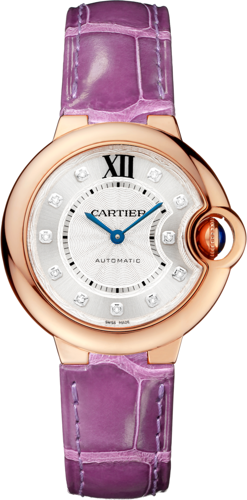 Ballon Bleu de Cartier watch33mm, automatic movement, rose gold, diamonds, leather