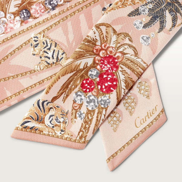 Bandeau, Jewellery Palm Trees Light pink silk twill