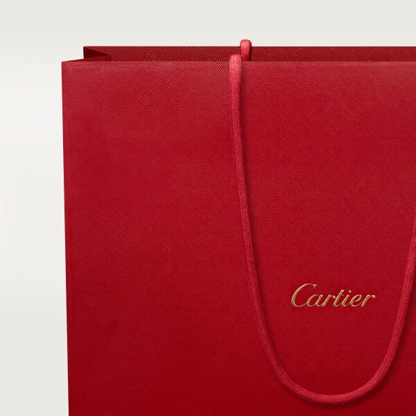 Handle bag mini model, Panthère de Cartier Cherry red calfskin, golden finish