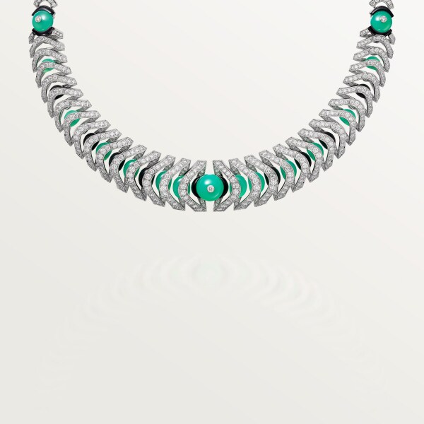Geometry & Contrast necklace White gold, chrysoprase, onyx, diamonds