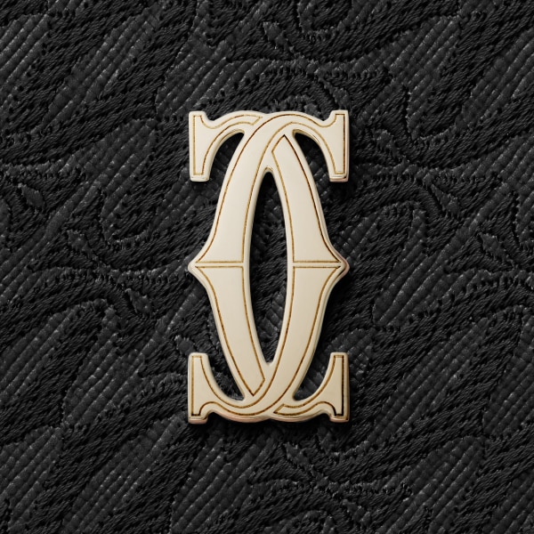 International zipped wallet, C de Cartier Black textured calfskin, embroidery, golden finish