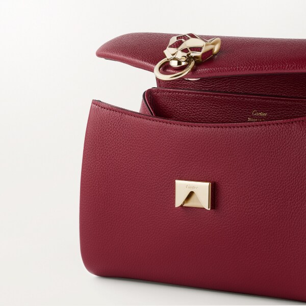 Chain bag mini, Panthère de Cartier Burgundy calfskin, golden finish