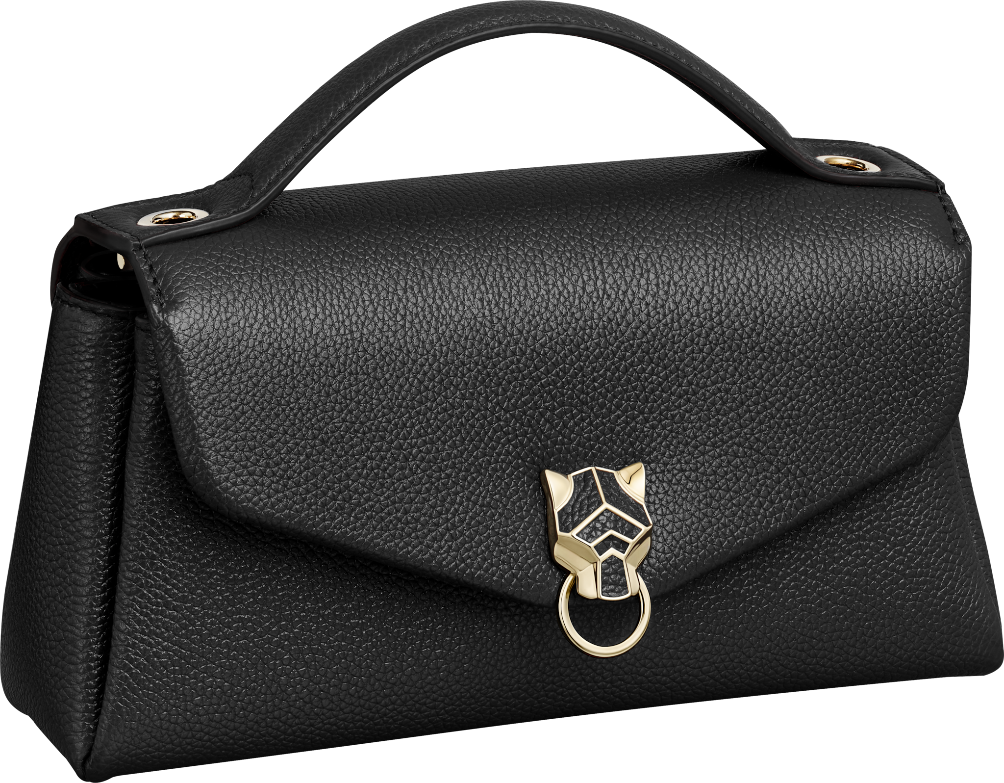 Nano model chain bag, Panthère Graphique de CartierBlack grained calfskin, golden finish