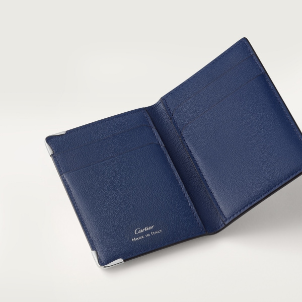 4 credit card holder, Must de Cartier Deep blue and cloud grey smooth calfskin, palladium finish
