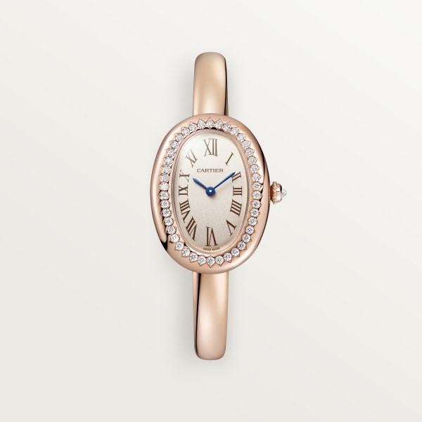 Baignoire watch Small model, size 16, quartz, rose gold, diamonds