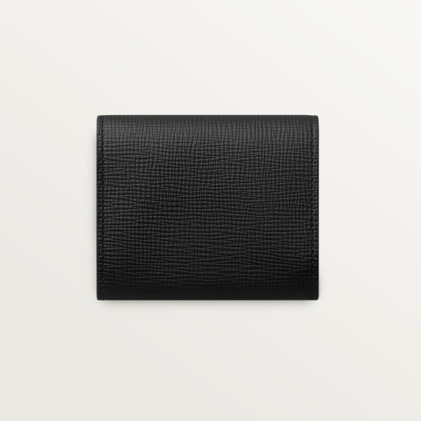 Square coin purse, Cartier Losange Grained black calfskin, palladium finish