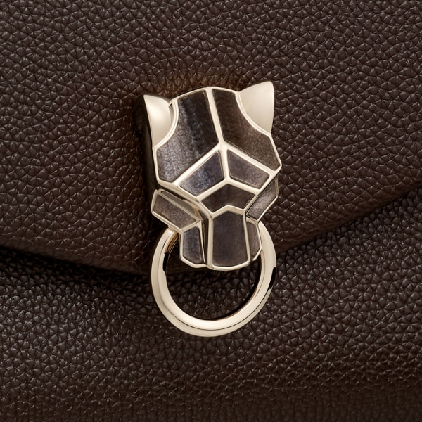 Sac chaîne petit modèle, Panthère de Cartier Tonka brown grained calfskin, golden finish