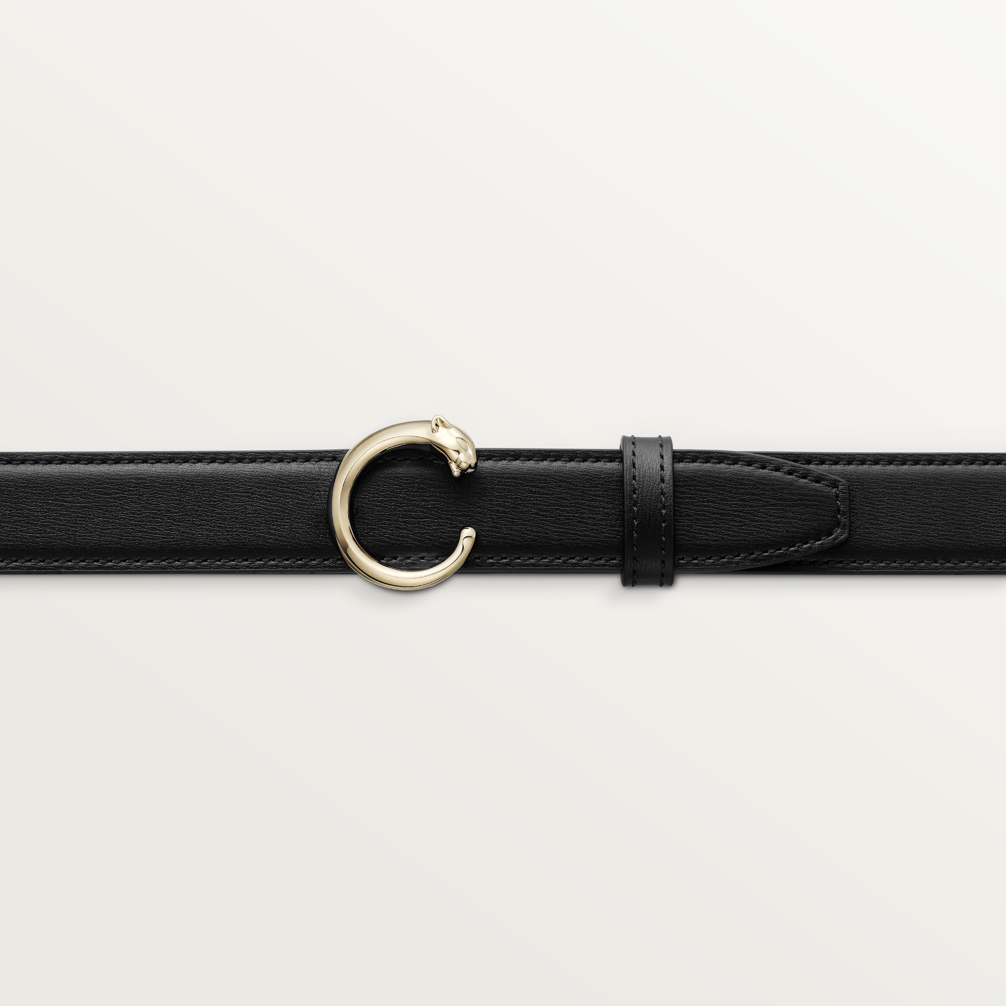 Belt, Panthère de Cartier, Size L (95 cm)Black cowhide, golden-finish buckle