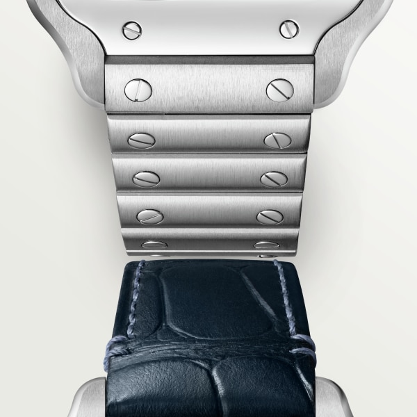 Santos de Cartier watch Medium model, automatic movement, steel, interchangeable metal and leather straps