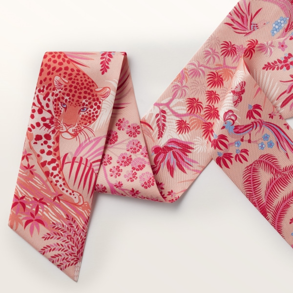 Fauna and flora headband Light pink silk twill