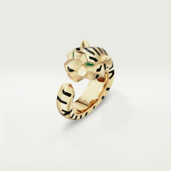 Indomptables de Cartier ring Yellow gold, black lacquer, onyx, tsavorite garnet