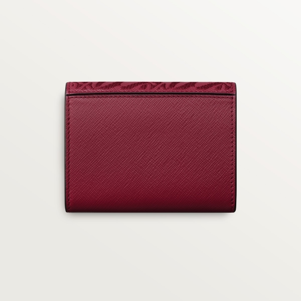 Mini wallet, C de Cartier Cherry red textured calfskin, embroidery, golden finish