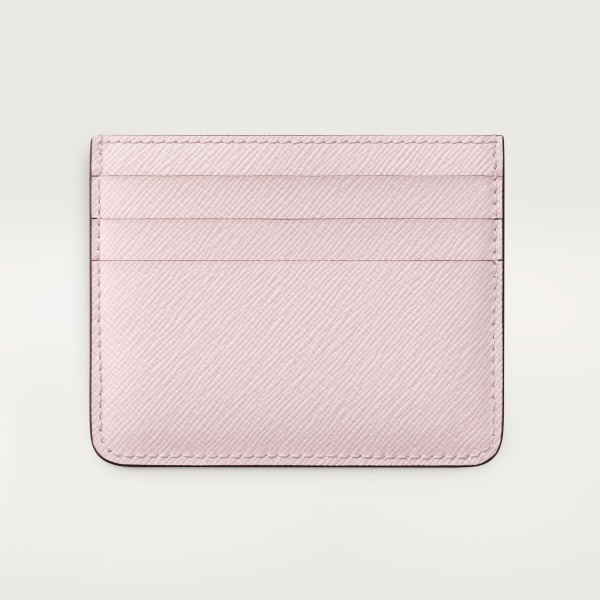 Simple Card Holder, C de Cartier Petal pink textured calfskin, embroidery, golden finish