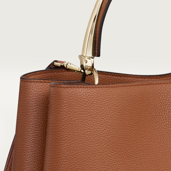 Medium model handle bag, Panthère de Cartier Caramel grained calfskin