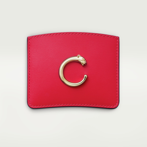 Simple card holder, Panthère de Cartier Poppy calfskin, golden finish