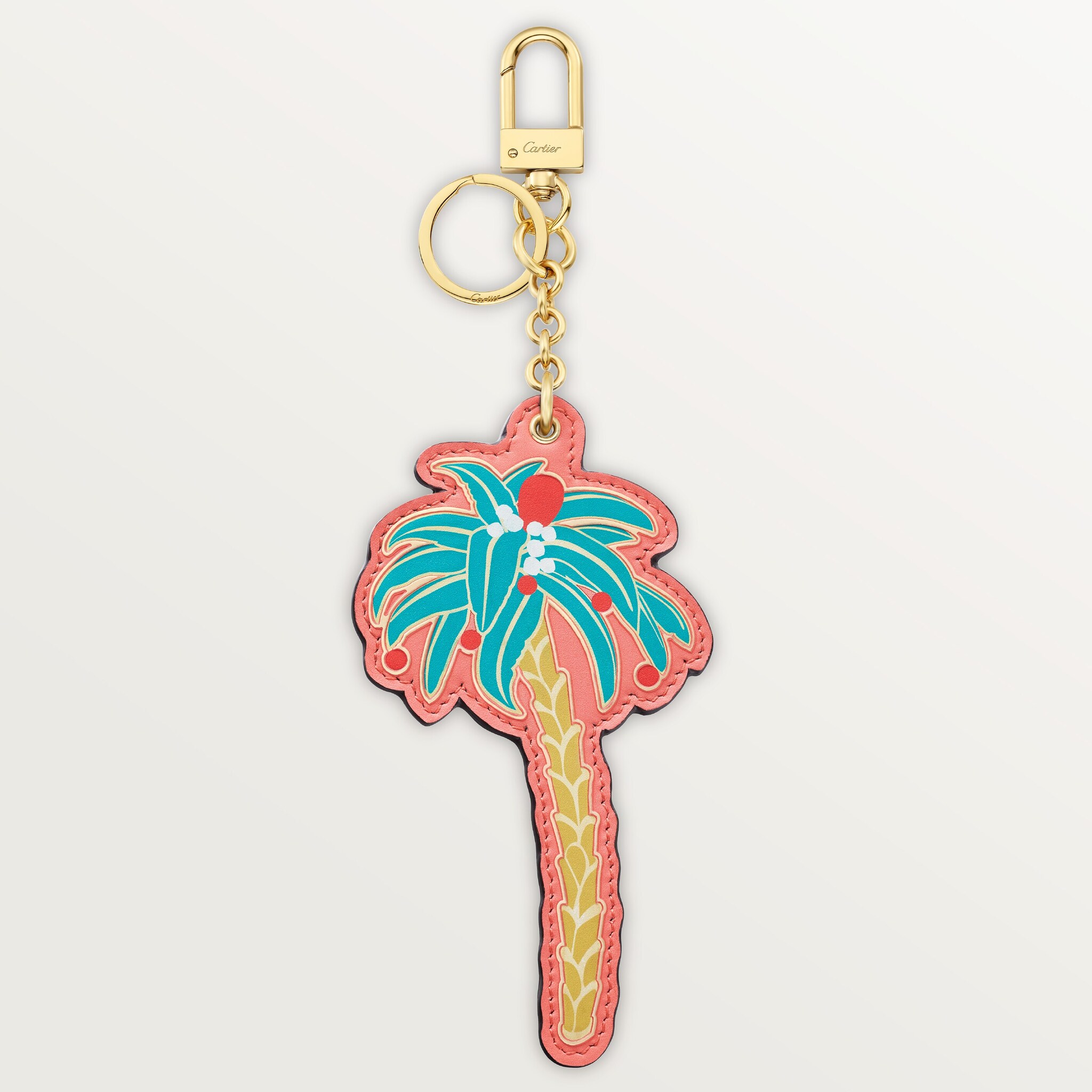 CRL3002102 Cartier Characters Medallion Key Ring Coral calfskin golden finish Cartier