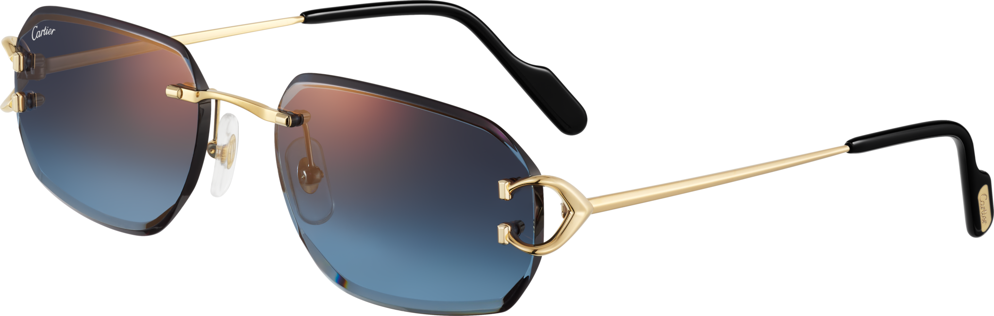 Signature C de Cartier SunglassesSmooth golden-finish metal, blue lenses
