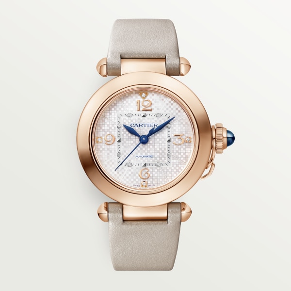 Pasha de Cartier watch 35 mm, automatic movement, rose gold, interchangeable leather straps
