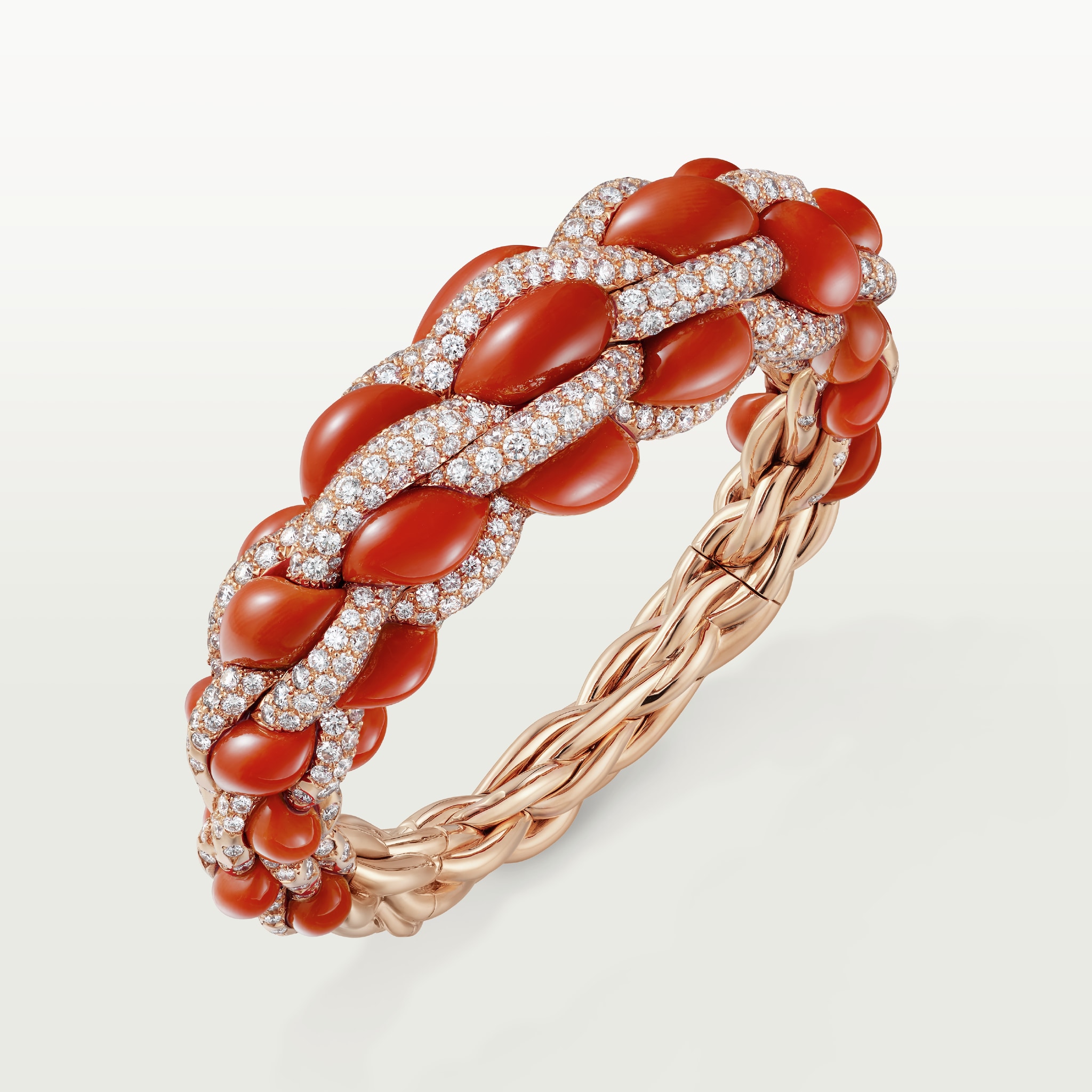 Cartier Libre Tressage bracelet, coralRose gold, coral, diamonds