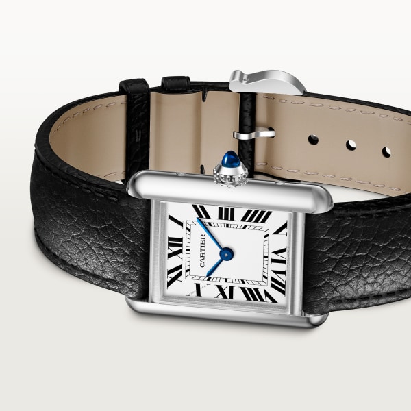 Tank Must SolarBeat™ watch Small model, SolarBeat™ photovoltaic movement, steel, calfskin strap