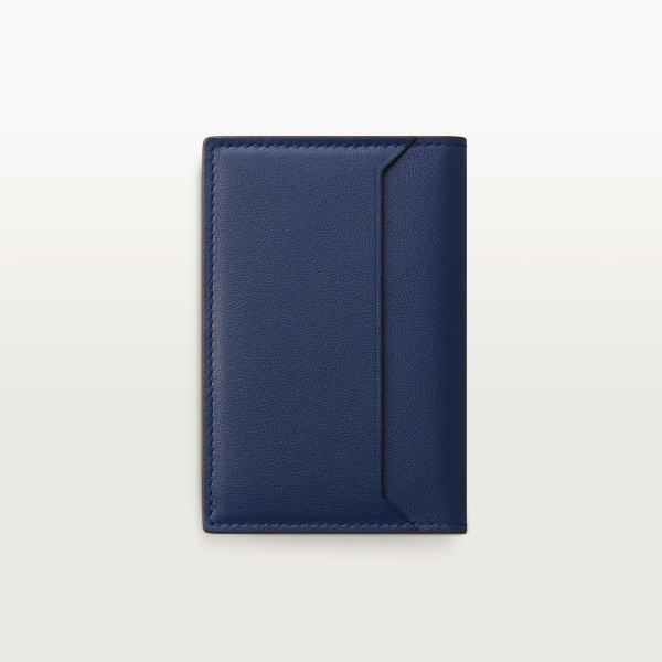 4 credit card holder, Must de Cartier Deep blue and cloud grey smooth calfskin, palladium finish