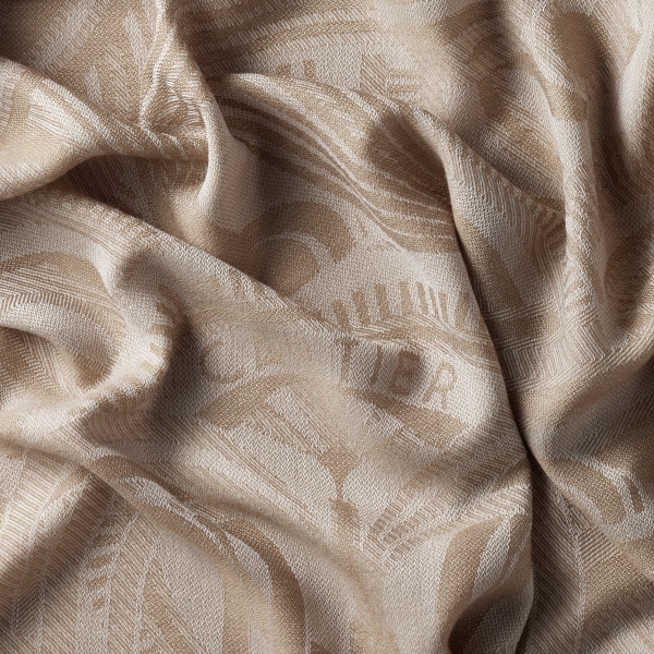 Shawl, Panthère Art Déco Beige wool and cashmere