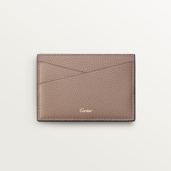 Simple card holder, Panthère Graphique de Cartier Clay-coloured grained calfskin, golden finish