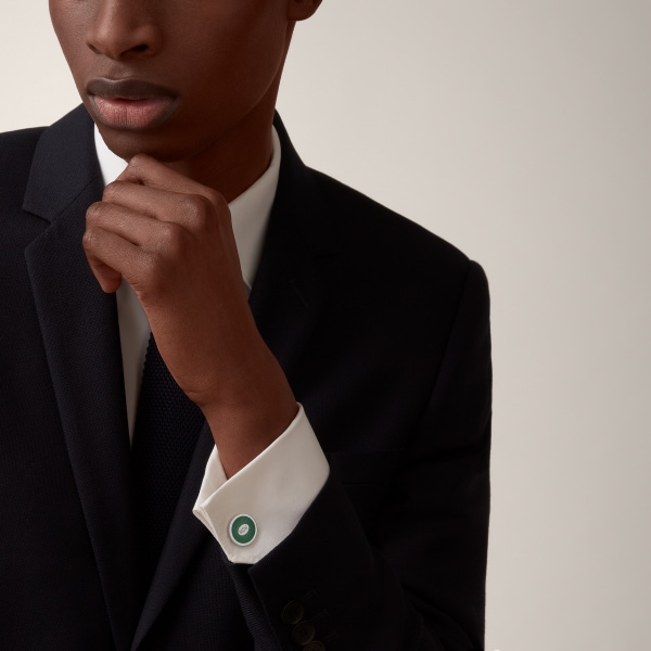 Double C de Cartier cufflinks Sterling silver, green lacquer, palladium finish
