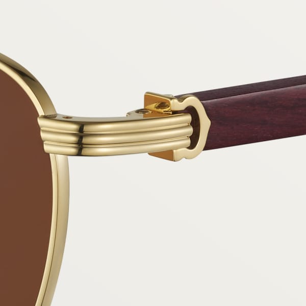 Première de Cartier sunglasses Smooth golden-finish metal, brown lenses