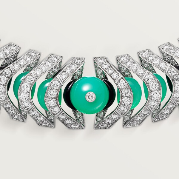 Geometry & Contrast necklace White gold, chrysoprase, onyx, diamonds