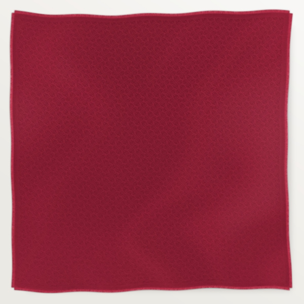 Shawl, Panthère Graphique Burgundy cashmere, wool and silk