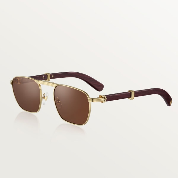 Première de Cartier sunglasses Smooth golden-finish metal, brown lenses