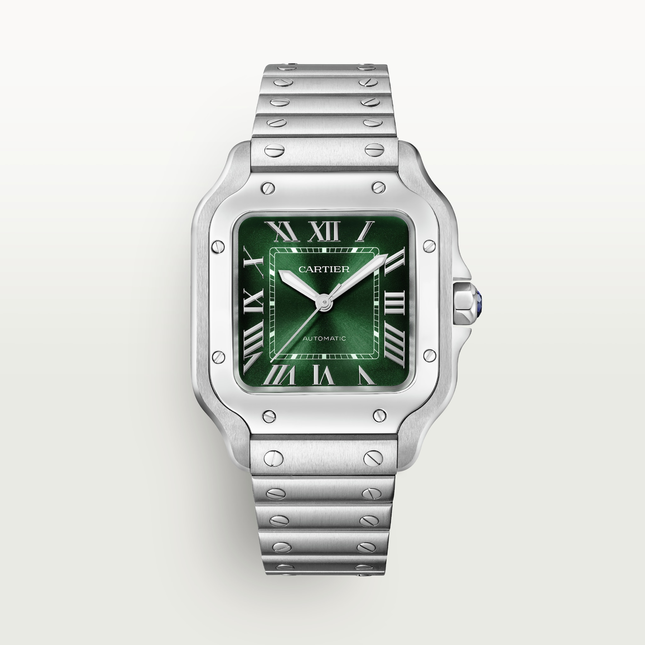 Santos de Cartier watchMedium model, automatic movement, steel, interchangeable metal and leather straps