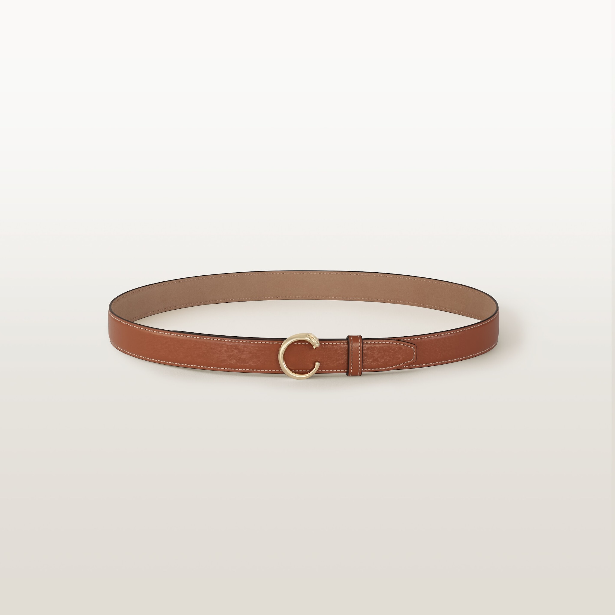 Belt, Panthère de Cartier, Size S (75 cm)Caramel calfskin, golden-finish buckle