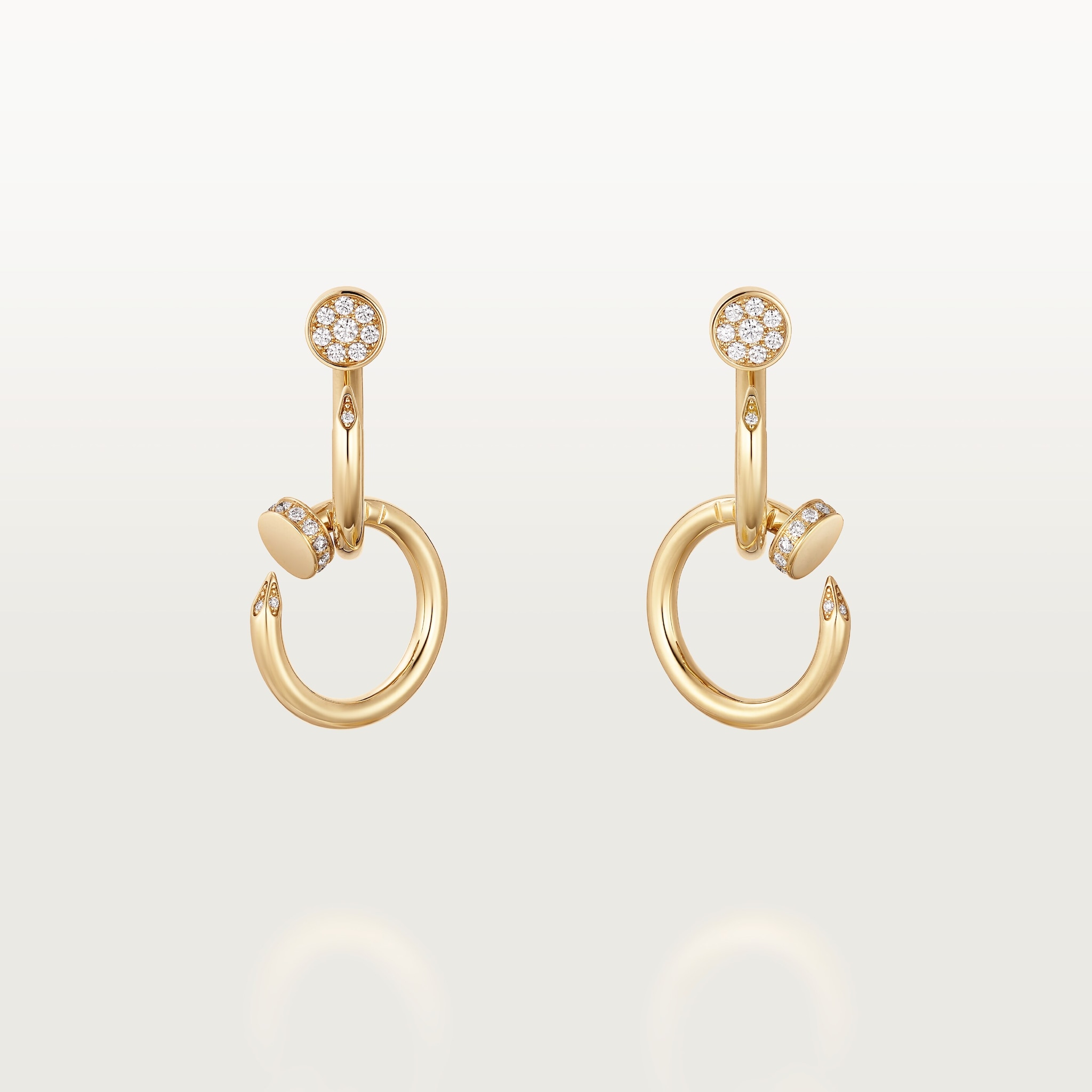 Juste un Clou earrings , double, diamondsYellow gold, diamonds