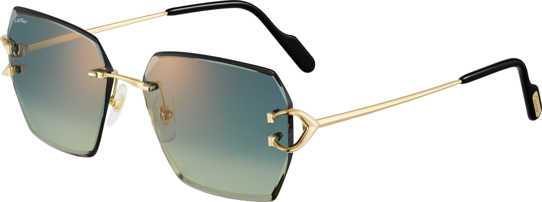 Signature C de Cartier SunglassesSmooth golden-finish metal, green lenses