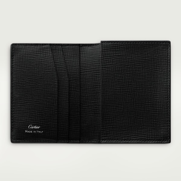 Four-credit card holder, Cartier Losange Grained black calfskin, black enamel and palladium finish