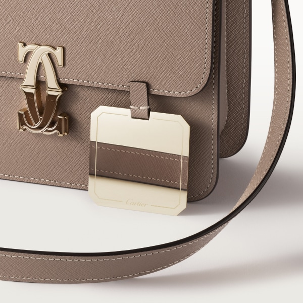 Mini model shoulder bag, C de Cartier Clay-coloured textured calfskin, golden finish