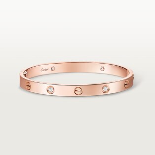 <span class='lovefont'>A </span> bracelet, classic model, 4 diamonds, one screw closure Rose gold, diamonds