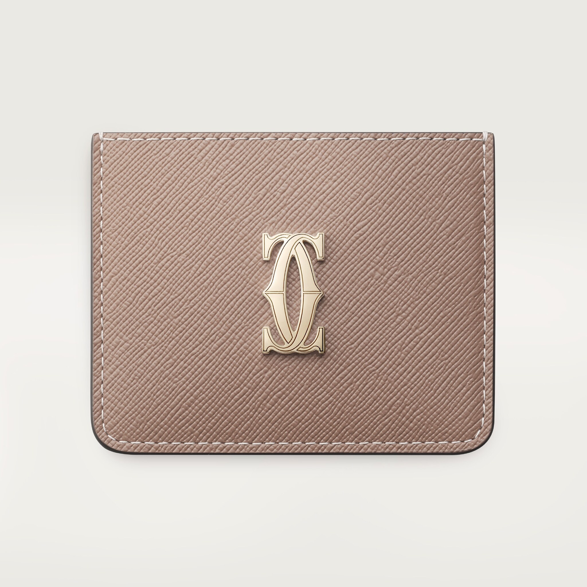 Simple Card Holder, C de CartierClay-coloured textured calfskin, golden finish