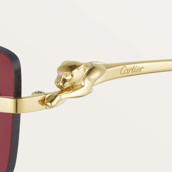 Panthère de Cartier sunglasses Smooth golden-finish metal, burgundy lenses