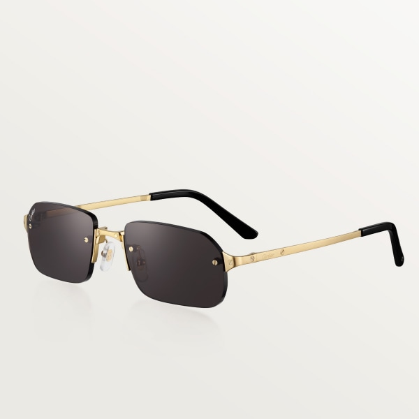 Santos de Cartier Sunglasses Smooth and brushed golden-finish metal, grey lenses