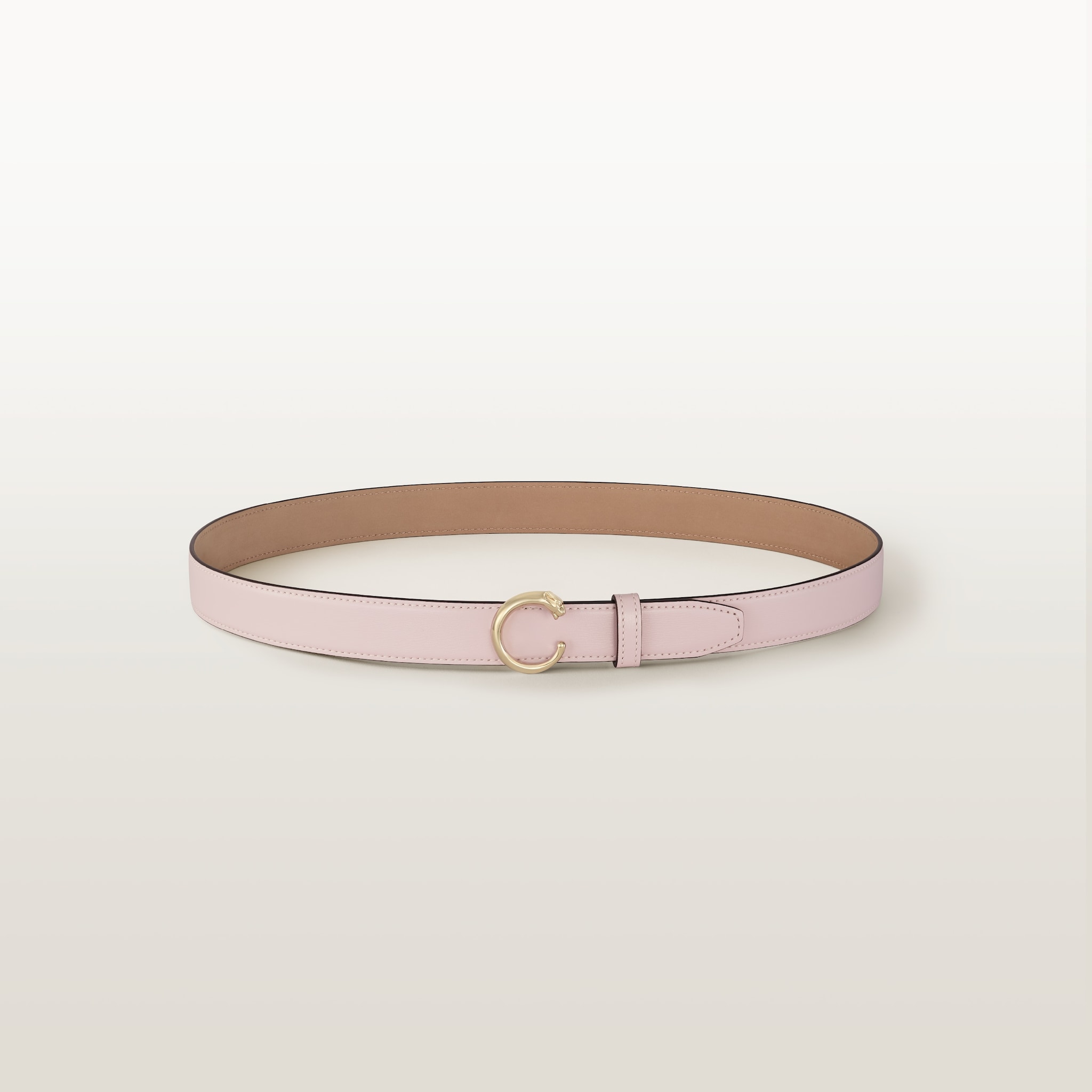 Belt, Panthère de Cartier, Size M (85 cm)Petal pink calfskin, golden-finish buckle