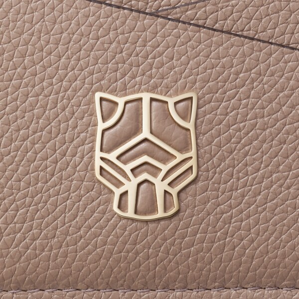Simple card holder, Panthère Graphique de Cartier Clay-coloured grained calfskin, golden finish